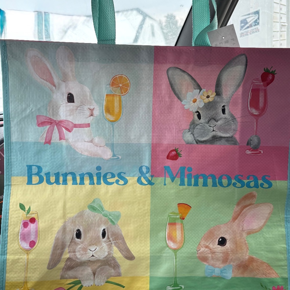 Homegoods TJMaxx Marshalls Viral Bunnies & Mimosa Tote Bag NWOT